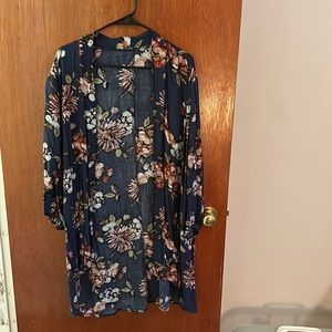 Blue floral kimono